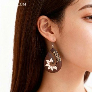 New Collection Painting Wood Earrings Beautiful Model